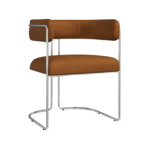 Juliana Chair Chromed Silver Frame - Mohair Velvet Walnut Fabric