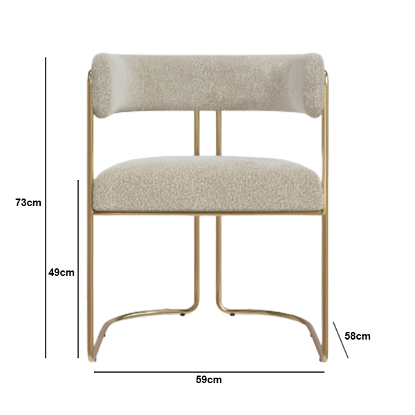 Juliana Chair Brushed Brass Frame - Bouclé Stone - Image 8