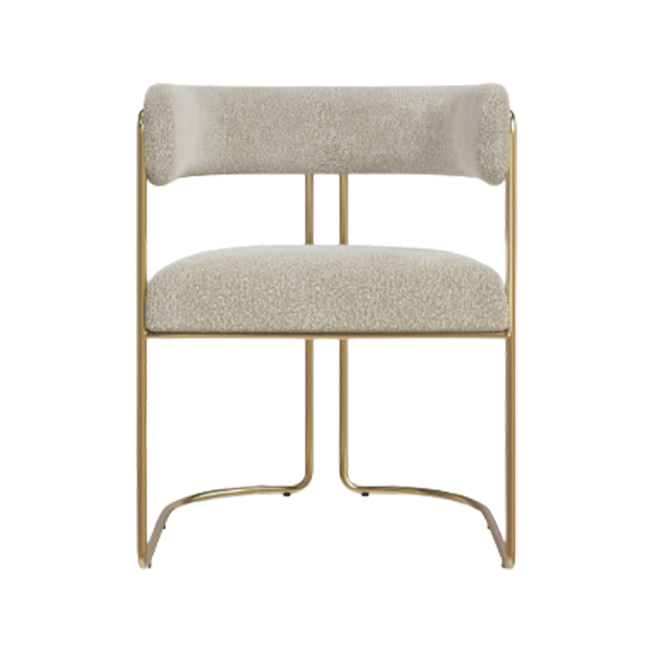 Juliana Chair Brushed Brass Frame - Bouclé Stone - Image 3